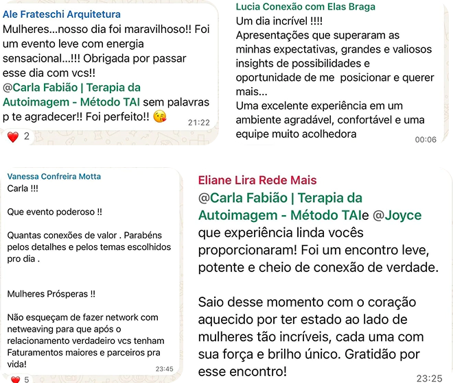 Grid de depoimentos escritos